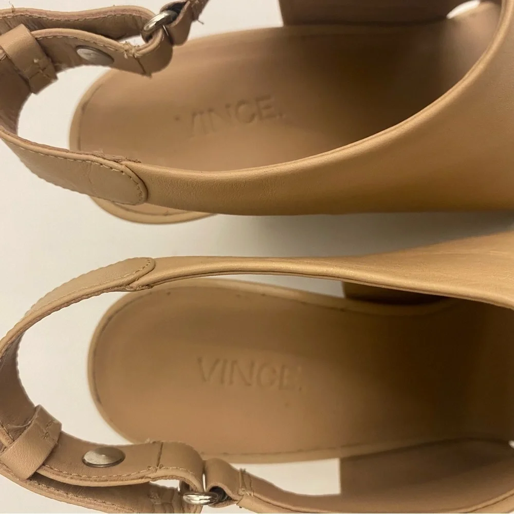 Vince. || Karen Leather‎ Wedge Sandals Tan 7.5